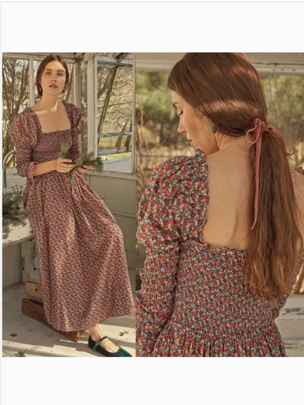 Doen Bijou Roseraie Floral Print Smocked Maxi Dress